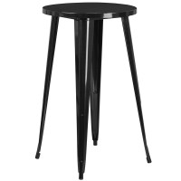 Flash Furniture CH-51080-40-BK-GG 24'' Round Metal Indoor-Outdoor Bar Height Table in Black